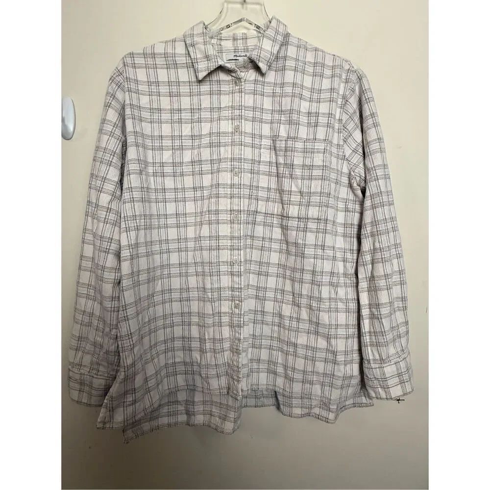 Madewell MC063 Corduroy Oversized Ex-Boyfriend Shirt in Lombard Plaid Womens Lar